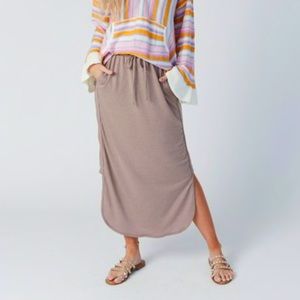 NWT, Three Bird Nest, So Comfy Drawstring Maxi Skirt, Dark Taupe, Size Small
